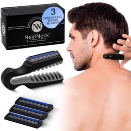Afeitadora de precisión para el cuello y nuca: Agarre compacto y cómodo con 3 hojas de afeitar desechables: Afeitado suave para cuellos rebeldes, diseño portátil, hasta 30 usos