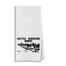 AgriFusion Tech Farm Cattle Kitchen Towel 16x24 Inches - Rustic Ranch Design | Country Decor Gift for Cowboy, Ranchers & Agriculture Enthusiasts