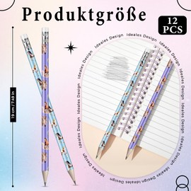 Clabby Pack of 12 Horse Pencils, Horse Pencils, Horse Decoration, Birthday Pencil with Eraser, Gift for Girls, Children, Horse Friends for School, Children's Birthday, 2 Styles (12, Cute)