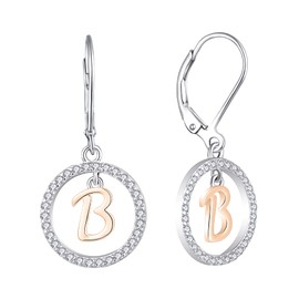 Starnny Letter Earrings 925 Silver Women's Initial Alphabet A-Z 3A Cubic Zirconia Earrings Gifts for Women, Sterling Silver, Cubic Zirconia