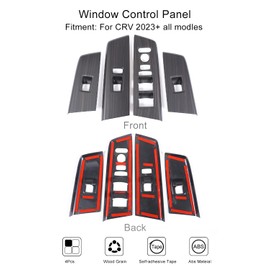For Honda CRV 2023 2024 2025 Window Control Switches Protective Panel, Luxurious Wood Grain Interior Cover Moulding Trims for CR-V LX, EX, EX-L, Sport Hybrid, Sport-L Hybrid, Sport Touring Hybrid-Wood
