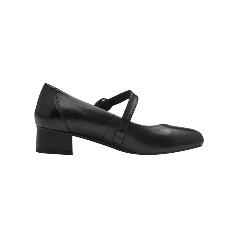 Tamaris Comfort Women's Leather Velcro Strap Court Shoes, black