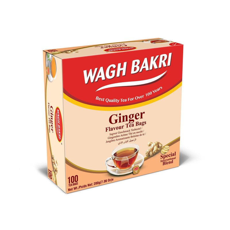 Wagh Bakri Ginger Flavour Tea Bags, 100 Tea Bags of