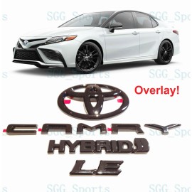 Toyota 2018 - 2023 TOYOTA CAMRY LE HYBRID GLOSS BLACK EMBLEM BADGE LETTERS OVERLAY KIT