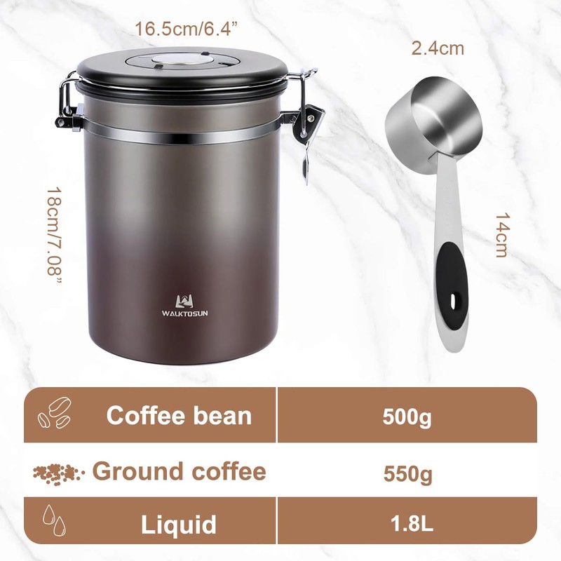 Coffee Canister Airtight Storage Container Stainless Steel Coffee Jar with