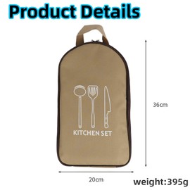 Jaugufiy Chef Knife Bag ，Camping Utensil Bag Portable Silverware Bag Travel Cookware Storage ，Knife Backpack and Waterproof Chef Bag，Tote Picnic BBQ Tableware Fork Spoon Chopsticks Organizer (khaki)