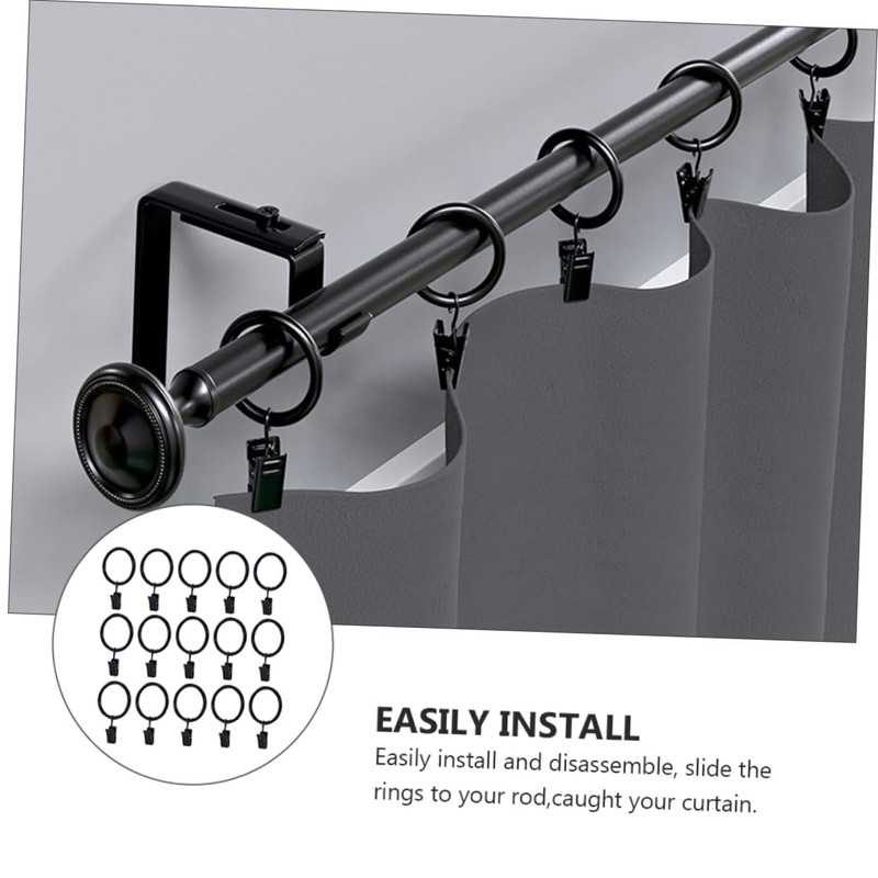GRIRIW 40pcs Curtain Rings with Clips Drapery Rings for Easy