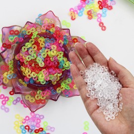 DLAND - 2000 clips de goma en S, conectores de goma, fabricación de pulseras, regalo de manualidades, transparente y de color
