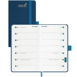 BEZEND Pocket Planner 2025-2026 Weekly with 2 Columns, 18-Month Academic Calendar (Jul 25-Dec 26), Life Work Appointment, Storage Pocket, Pen Holder, PU Leather Hardcover 3.5" x 6" - Prussian Blue