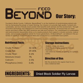 BeyondFeed™ Dried Black Soldier Fly Larvae - Nutrient-Rich, Sustainable Feed for Chickens, Ducks, Birds, Reptiles, Fish, Hamster, Turtles and More (1 Bottle (35g/ 1.23oz))