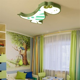 RUNNUP Creative Dinosaur LED Flush Ceiling Light Children Bedroom Light Chandelier Modern Decoration Stepless Dimming Pendant Lamps for Living Room Bedroom Kids Room,Green