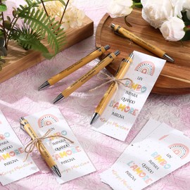 Clabby Teacher Gift Set - 6 Wooden Pens, 6 Thank You Cards and Natural Jute String, Gift Idea for Teachers and Professors to Express Gratitude and Appreciation