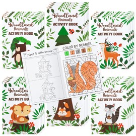 Dvbonike 24Pcs Woodland Animals Activity Books for Kids Forest Creatures Mini Fun Games Coloring Book in Bulk Wild Party Favors Goodie Bags Stuffers for Birthday Classroom School Rewards Supplies