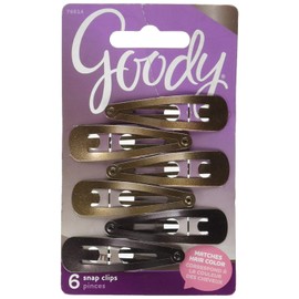 Goody Snap Hair Clips, Brunette, 6-count(1942446), Pack of 1