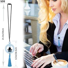 BIHRTC Silicone Beads Car Mirror Hanging Rearview Mirrors Hanging Accessories Cute Butterfly Adjustable Rear View Mirror Decor Hanger Ornament Charm for Men Women Pendant Blue