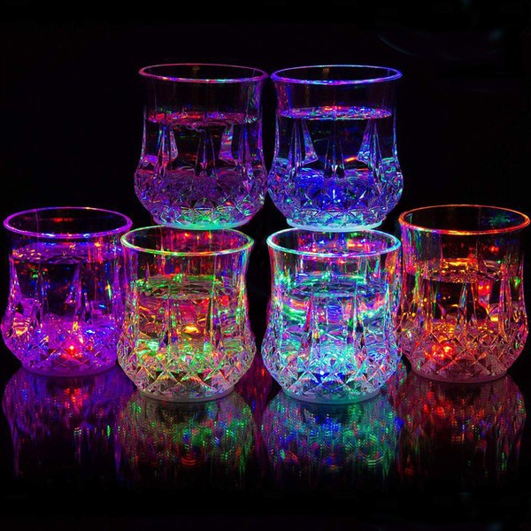 Light Up Cups - Set of 6 Party Cups, Halloween Cups, Glow in the Dark Party Supplies, Neon Party Supplies, Glow in the Dark Cups, Led Cups, Flash Light Up Cups for Party, Birthday, Christmas, Disco