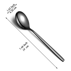 Berglander Black Soup Spoons, 12 Pieces, Titanium Black Coated Stainless Steel Modern Table Spoon, Tablespoon, Ideal for Home, Toilet, Hotel, Wedding and Party, Dishwasher Safe