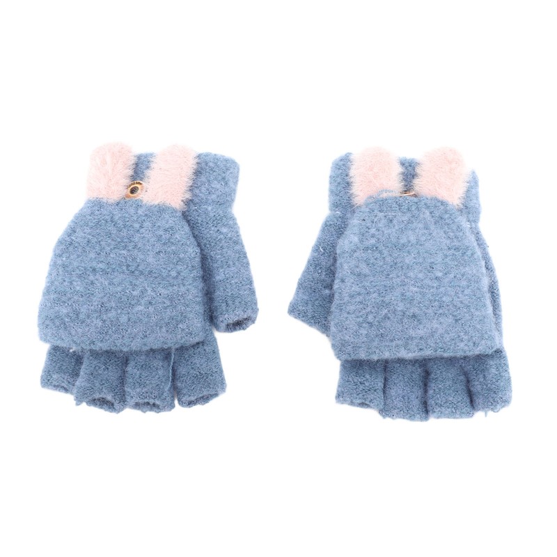 USB Heated Knitted Flap Gloves Half Finger 5V Winter Heating