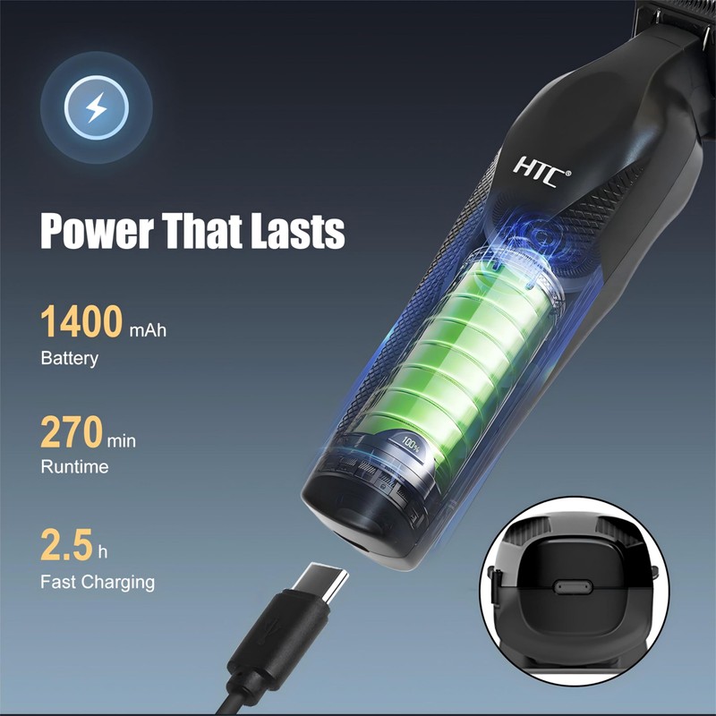 HTC Hair Trimmer with LED Display, Butterfly Wing Design, Precision