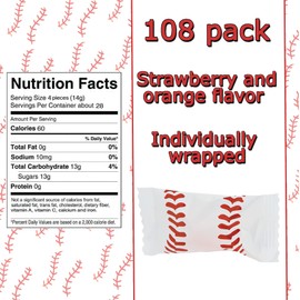 Baseball Candy Individually Wrapped Sport Candy 108 Bulk pk, Baseball Party Supplies for Baseball Birthday party, Baseball Party Favor Goodie Bag Stuffer, Baseball Favors & Treats, Sport Theme Party