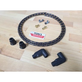 Ton's Performance Custom 7mm Copper Core Cloth Spark Plug Wire Sets - Black with Orange