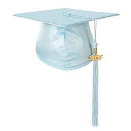 D DODOU Kindergarten Graduation Cap for Kids Shiny Preschool Cap with Year Charm Tassel (US, Alpha, One Size, Sky Blue)