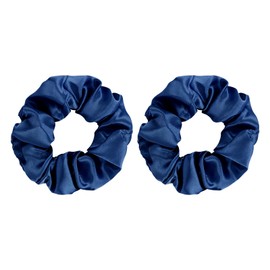Satin Scrunchies 2 Pcs Hair Ties Scrunchies for Women Girls Hair Accessories Elastic Hair Ponytail Holder (Navy Blue)