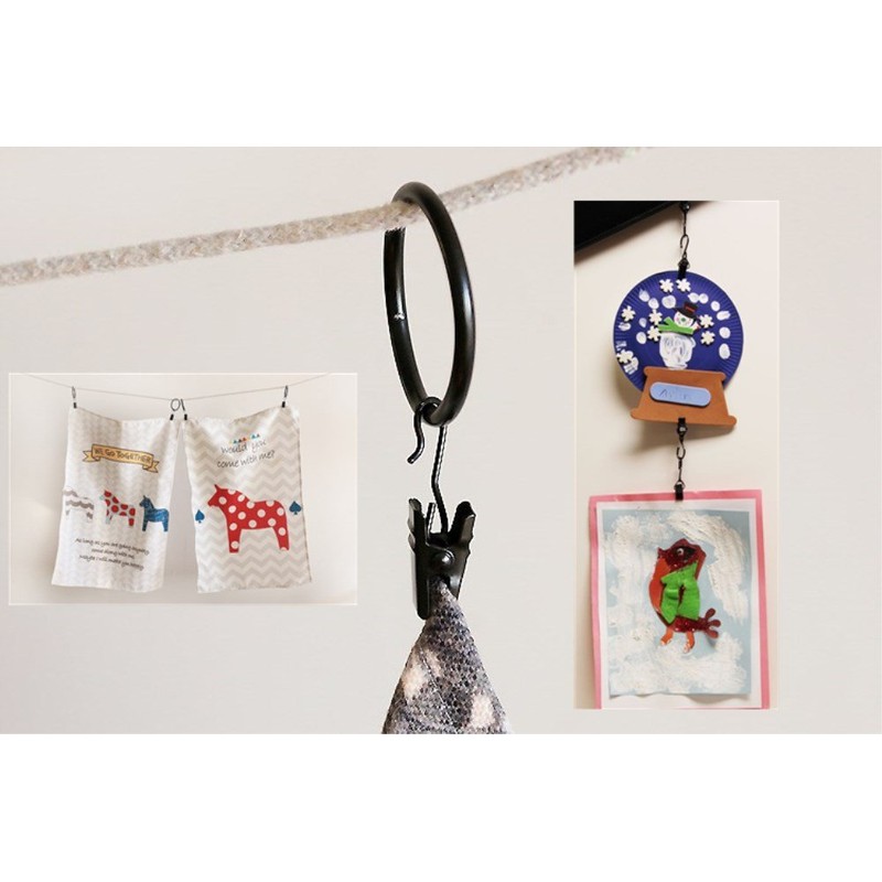 yueton 60pcs Black Metal Hook Clips Hanging Curtain Clip Hanger