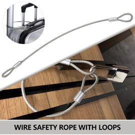 OTOTEC 2PCS Stainless Steel Wire Cable with Double Looped Ends Length 50cm Diameter 6mm Breaking Strength 2300N Normal Load 220kg Outdoor Travel Safety Rope for Hanging and Fixing for Luggage Lock