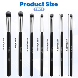 7 Pcs Eye Makeup Brush Set, Portable Eyeshadow Brush with Soft Hairs and Wood Handle Black Professional Blending Eyeshadow Makeup Brushes for shadow lip Angled Eyeliner Eyebrows
