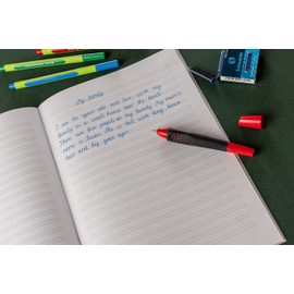 Schneider 188884 Breeze Rollerball Pen (Made from Recycled Plastic, Awarded with The Blue Angel, Ink Colour: Royal Blue, Erasable) Black/Green, Medium