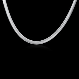 Xiaodou Men's 925 Sterling Silver Plated 6mm Soft Flat Snake Bone Herringbone Chain Necklace Chain Necklace (16 Inch)