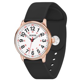 TKIIOER - Reloj de enfermería para enfermeras, profesionales médicos, estudiantes, mujeres, hombres, 50 m, impermeable, 12/24 horas, esfera luminosa de fácil lectura, reloj de segunda mano para