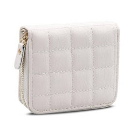 LJCZKA Women's Small PU Leather Wallet with Coin Compartment, Large Capacity, 8 Card Slots and 2 Compartments, White, Minimalist