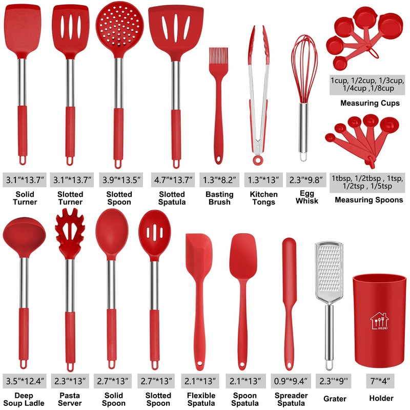 Silicone Cooking Utensil Set,Kitchen Utensils 26 Pcs Set,Non-stick Heat Resistant