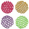 Crochet Bun Cover Hair Net With 30 Rhinestones 4 Pcs