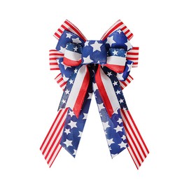 52 x 28cm Patriotic Wreath Bow Large 4th of July Fabric Bow Big Red White Blue Star Bow American Flag Ornament Bow Tree Topper Bow Stripe Star Bow Decoration for Memorial Day