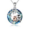 AXELUNA Blue Circle Crystal Cow Necklace for Women I Love