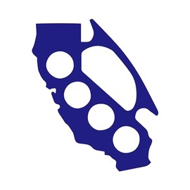 California Map Brass Knuckle Sticker Vinyl Decal Notebook Car Window Laptop 4.5" x 5.5" (Blue)