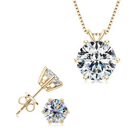 Celestara Jewelry - Sterling Silver Jewelry Sets for Women - Pendant and Earrings Set With Certified Moissanite Diamond Pendant and Earrings - Design Gift Box