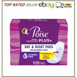 Poise Plus Incontinence Pads, Ultimate Absorbency Long, 108-count
