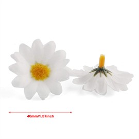 E-outstanding Silk Daisy Flower Head 100PCS 1.5Inch White Artificial Gerbera Fake Flowers Heads for Wedding Party,Home Decoration and DIY Craft