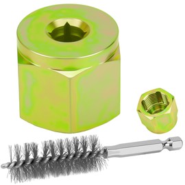 Evangenial 05265 Faucet Thread Cleaner Tool Hex, 3/8 Inch Socket Drive Hose Thread Cleaning Repair Tool + 19mm Stainless Steel Bore Brush with 1/4" Hex Shank, 3/4" GHT Outdoor Faucet Kit (1-Set)