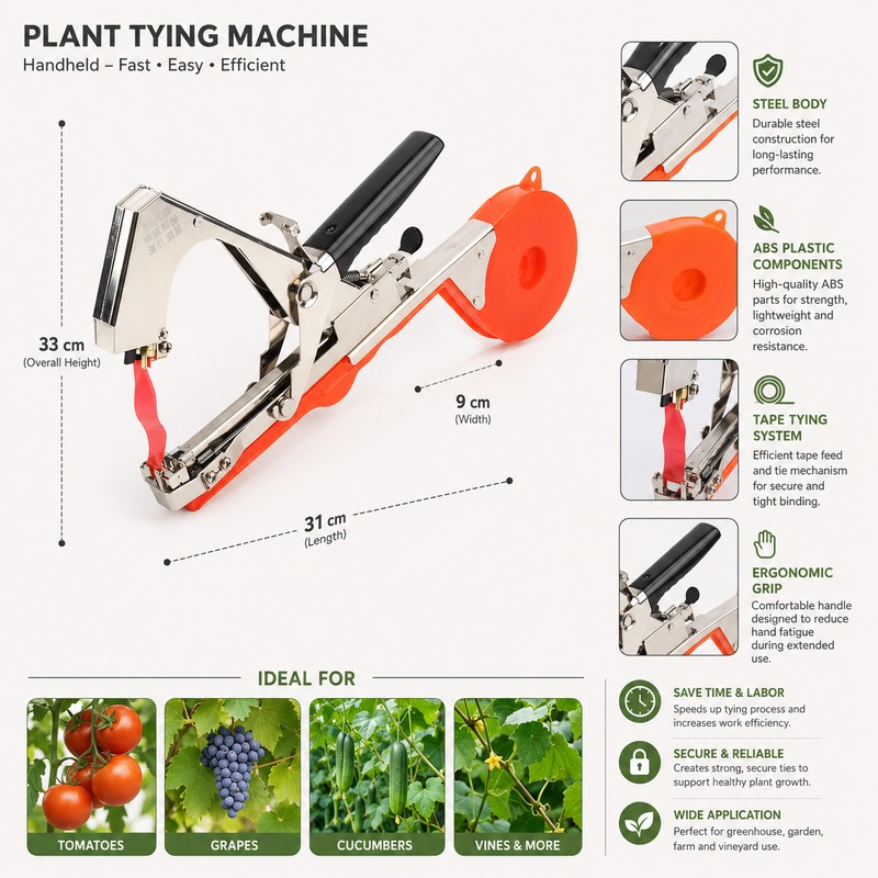 Plant Tying Machine for Garden Support – Handheld Tapener Tool