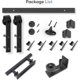 EaseLife 6.7 FT Sliding Barn Door Track and Handle Hardware Kit,Heavy Duty,Basic J Pulley,Slide Smoothly Quietly,Easy Install (6.7FT Track Kit for 36"~40" Wide Single Door)