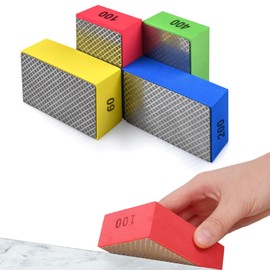 Orssmigs Pack of 4 Diamond Hand Sanding Pads Diamond Sanding Pad Tile Sanding Paper Glass Sanding Sponge for Grinding, Polishing and Sharp Edges 60# 100# 200# 400# Grit