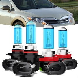 TTDBDAN Headlights Compatible with 2009-2015 Toyota Venza Halogen Headlight Bulbs,9005/HB3/H10 High Beam & H11/H8/H9 Low Beam Headlight Bulbs For Venza,Plug And Play,Pack of 4