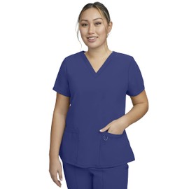 STAT MEDICAL WEAR Women Scrub Set, V-Neck Top with 3 Pockets and Drawstring Jogger Pant with 5 Pockets - 100210, XS, Navy