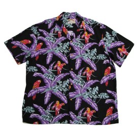 Paradise Found Mens Jungle Bird Tom Selleck Magnum PI Rayon Shirt Black M
