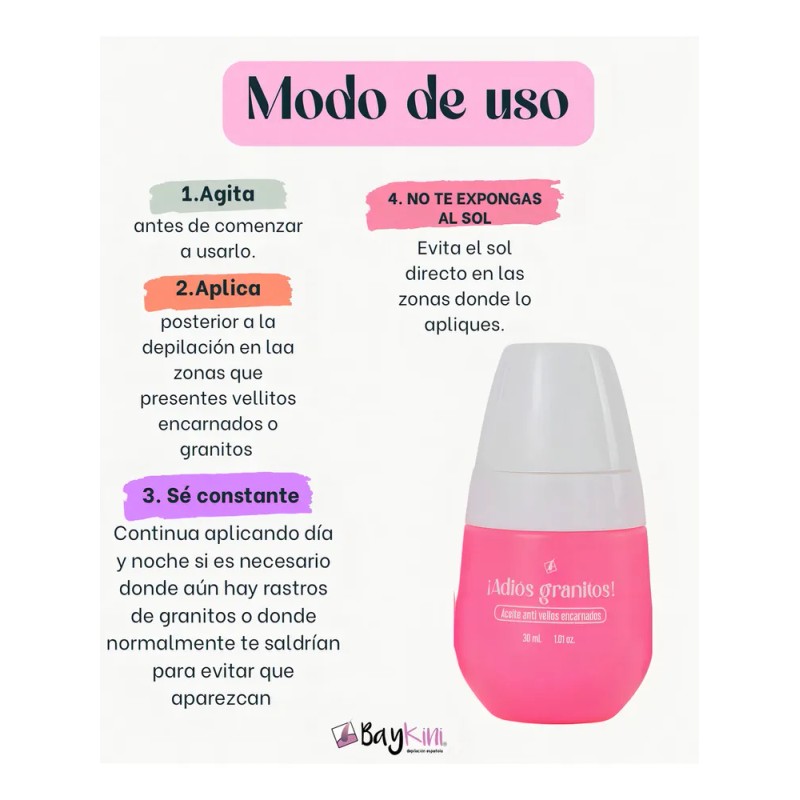 Aceite Anti Vellos Encarnados Baykini 100% Natural